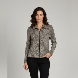 Tradition Zip Up Paisley Pattern Metallic ‘Glitter’ Jacket Sz 16